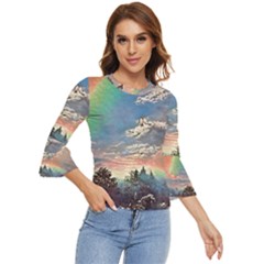 Abstract Art Psychedelic Arts Experimental Bell Sleeve Top