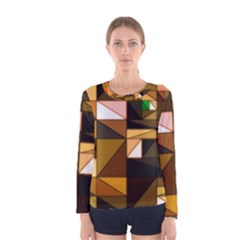 Abstract Experimental Geometric Shape Pattern Women s Long Sleeve Tee