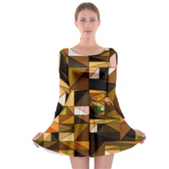 Abstract Experimental Geometric Shape Pattern Long Sleeve Skater Dress by Uceng