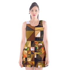 Abstract Experimental Geometric Shape Pattern Scoop Neck Skater Dress by Uceng