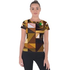 Abstract Experimental Geometric Shape Pattern Short Sleeve Sports Top  by Uceng