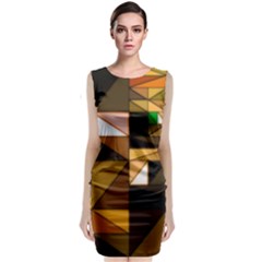 Abstract Experimental Geometric Shape Pattern Sleeveless Velvet Midi Dress