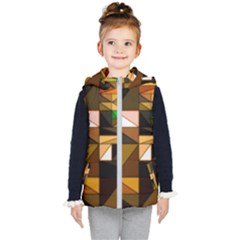 Abstract Experimental Geometric Shape Pattern Kids  Hooded Puffer Vest