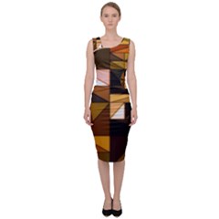 Abstract Experimental Geometric Shape Pattern Sleeveless Pencil Dress by Uceng