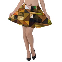 Abstract Experimental Geometric Shape Pattern Velvet Skater Skirt