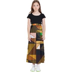 Abstract Experimental Geometric Shape Pattern Kids  Flared Maxi Skirt