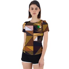 Abstract Experimental Geometric Shape Pattern Back Cut Out Sport Tee by Uceng