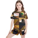 Abstract Experimental Geometric Shape Pattern Kids  Tee And Sports Shorts Set View1