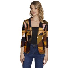 Abstract Experimental Geometric Shape Pattern Women s One-button 3/4 Sleeve Short Jacket