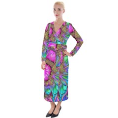 Abstract Art Psychedelic Experimental Velvet Maxi Wrap Dress by Uceng