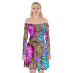 Abstract Art Psychedelic Experimental Off Shoulder Skater Dress by Uceng