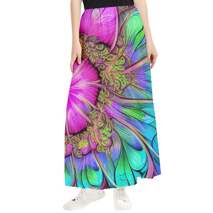 Abstract Art Psychedelic Experimental Maxi Chiffon Skirt