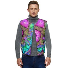 Abstract Art Psychedelic Experimental Men s Short Button Up Puffer Vest	