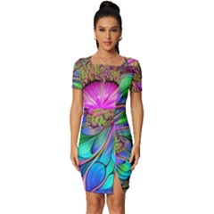 Abstract Art Psychedelic Experimental Fitted Knot Split End Bodycon Dress by Uceng