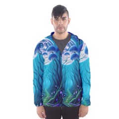 Blue Forrest Jungle,tree Trees Nature Landscape Men s Hooded Windbreaker