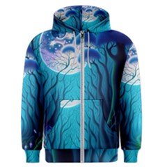 Blue Forrest Jungle,tree Trees Nature Landscape Men s Zipper Hoodie