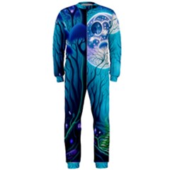 Blue Forrest Jungle,tree Trees Nature Landscape Onepiece Jumpsuit (men)