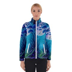 Blue Forrest Jungle,tree Trees Nature Landscape Women s Bomber Jacket