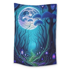 Blue Forrest Jungle,tree Trees Nature Landscape Large Tapestry