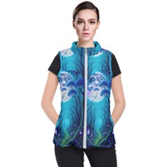 Blue Forrest Jungle,tree Trees Nature Landscape Women s Puffer Vest