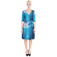 Blue Forrest Jungle,tree Trees Nature Landscape Wrap Up Cocktail Dress by Uceng