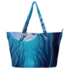 Blue Forrest Jungle,tree Trees Nature Landscape Full Print Shoulder Bag by Uceng