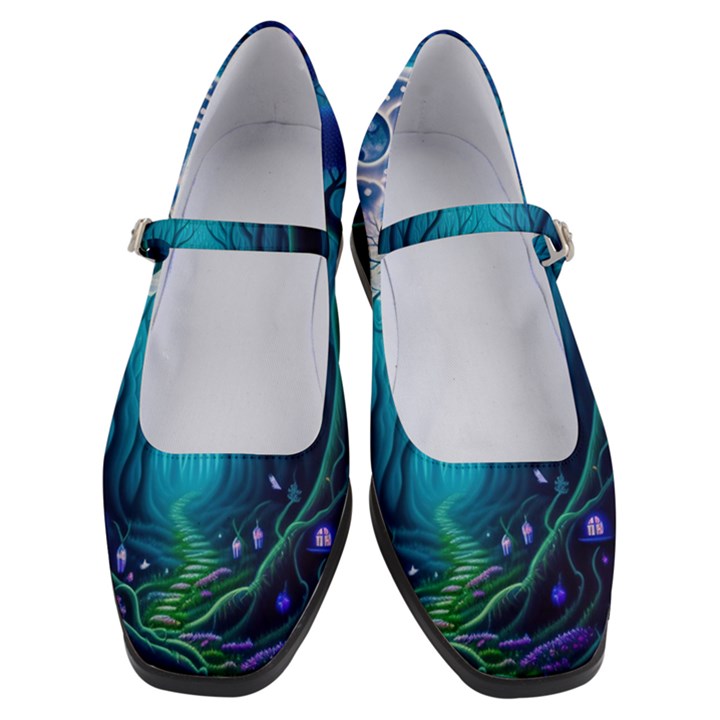 Blue Forrest Jungle,tree Trees Nature Landscape Women s Mary Jane Shoes