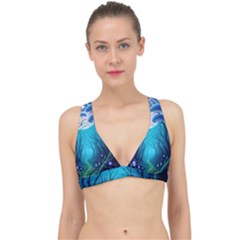 Blue Forrest Jungle,tree Trees Nature Landscape Classic Banded Bikini Top by Uceng