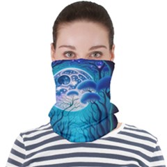 Blue Forrest Jungle,tree Trees Nature Landscape Face Seamless Bandana (adult) by Uceng