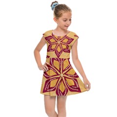 Flower Mandala Template Sketch Drawing Art Kids  Cap Sleeve Dress by Uceng