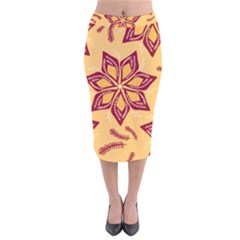 Flower Mandala Template Sketch Drawing Art Velvet Midi Pencil Skirt by Uceng