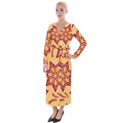 Flower Mandala Template Sketch Drawing Art Velvet Maxi Wrap Dress by Uceng