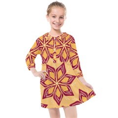 Flower Mandala Template Sketch Drawing Art Kids  Quarter Sleeve Shirt Dress by Uceng