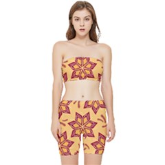 Flower Mandala Template Sketch Drawing Art Stretch Shorts And Tube Top Set by Uceng