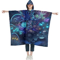 Fantasy People Mysticism Composing Fairytale Art 3 Women s Hooded Rain Ponchos