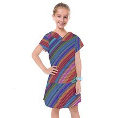 Multicolored Stripe Curve Striped Background Kids  Drop Waist Dress by Uceng