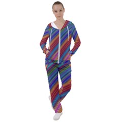 Multicolored Stripe Curve Striped Background Women s Tracksuit by Uceng