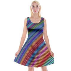 Multicolored Stripe Curve Striped Background Reversible Velvet Sleeveless Dress