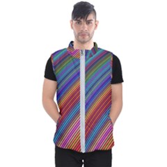 Multicolored Stripe Curve Striped Background Men s Puffer Vest