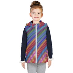 Multicolored Stripe Curve Striped Background Kids  Hooded Puffer Vest