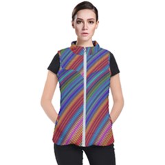 Multicolored Stripe Curve Striped Background Women s Puffer Vest