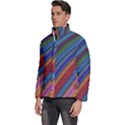 Multicolored Stripe Curve Striped Background Men s Puffer Bubble Jacket Coat View2