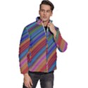 Multicolored Stripe Curve Striped Background Men s Puffer Bubble Jacket Coat View3