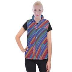 Multicolored Stripe Curve Striped Background Women s Button Up Vest