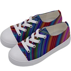 Multicolored Stripe Curve Striped Background Kids  Low Top Canvas Sneakers by Uceng