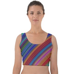 Multicolored Stripe Curve Striped Background Velvet Crop Top by Uceng