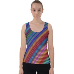 Multicolored Stripe Curve Striped Background Velvet Tank Top by Uceng