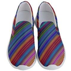 Multicolored Stripe Curve Striped Background Men s Lightweight Slip Ons by Uceng