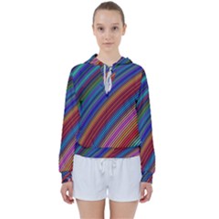 Multicolored Stripe Curve Striped Background Women s Tie Up Sweat