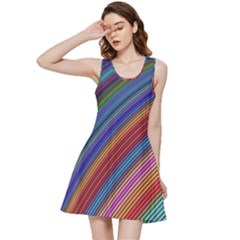 Multicolored Stripe Curve Striped Background Inside Out Racerback Dress by Uceng